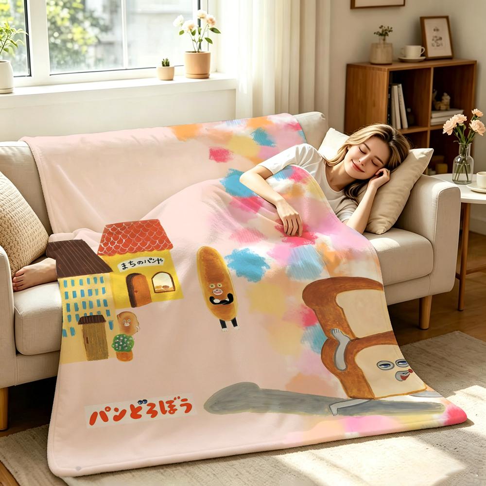 Art B-Bread T-Thief Throw Soft Warm Flannel Throw Blanket, Multi-use for Sofa Bed Office Nap 75X95CM