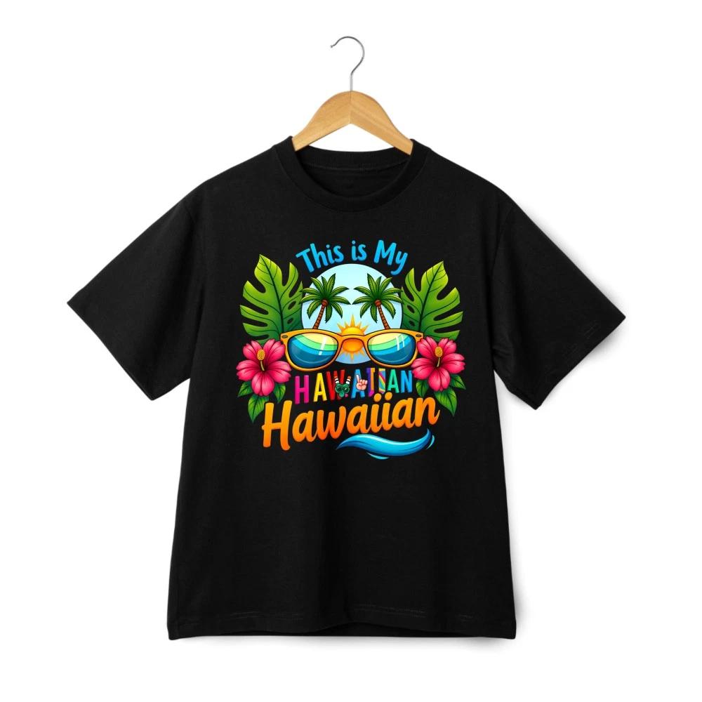 Retro Washed Cotton T-Shirt Vintage Hawaiian Sunglasses Tropical Casual Top S