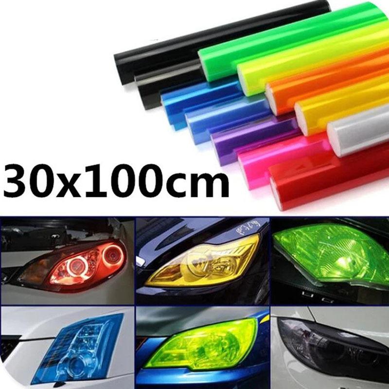 Car Headlight Tint Film Self Adhesive Vinyl Wrap Auto Light Sticker Waterproof 30x100cm Multiple Colors for Motorcycle Car