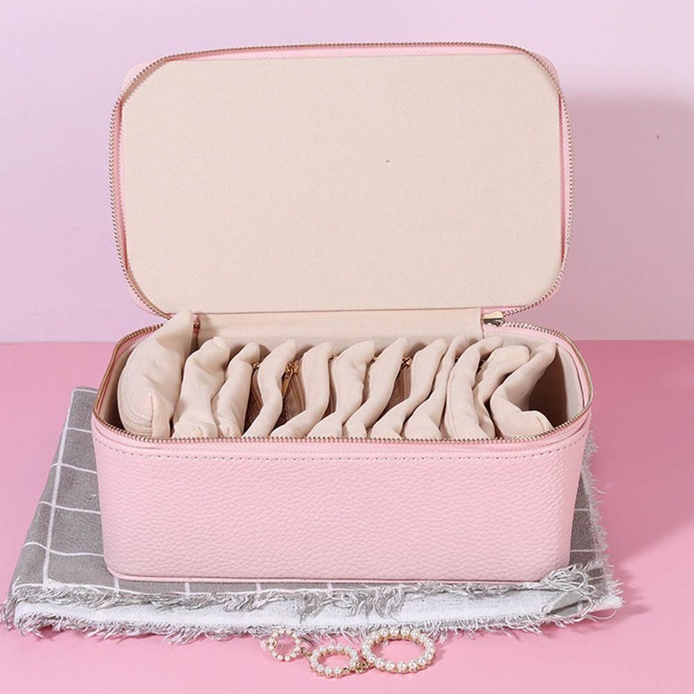 Organizer Jewelry Display Box with 12 Small Pouches Jewelry Storage Case PU Jewelry Box Women