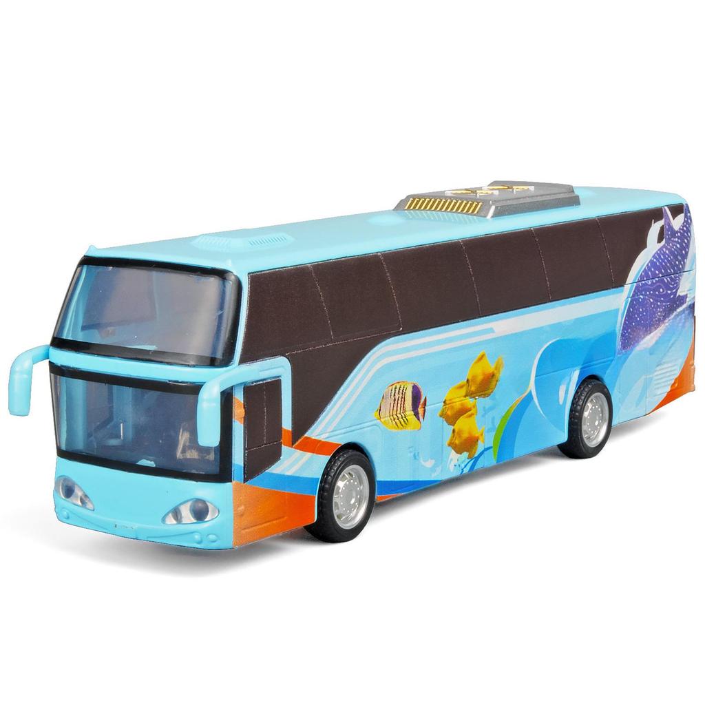 Alloy Passenger Bus Model with Sound, Light, and 5-Doors: Creative Decorative Toy