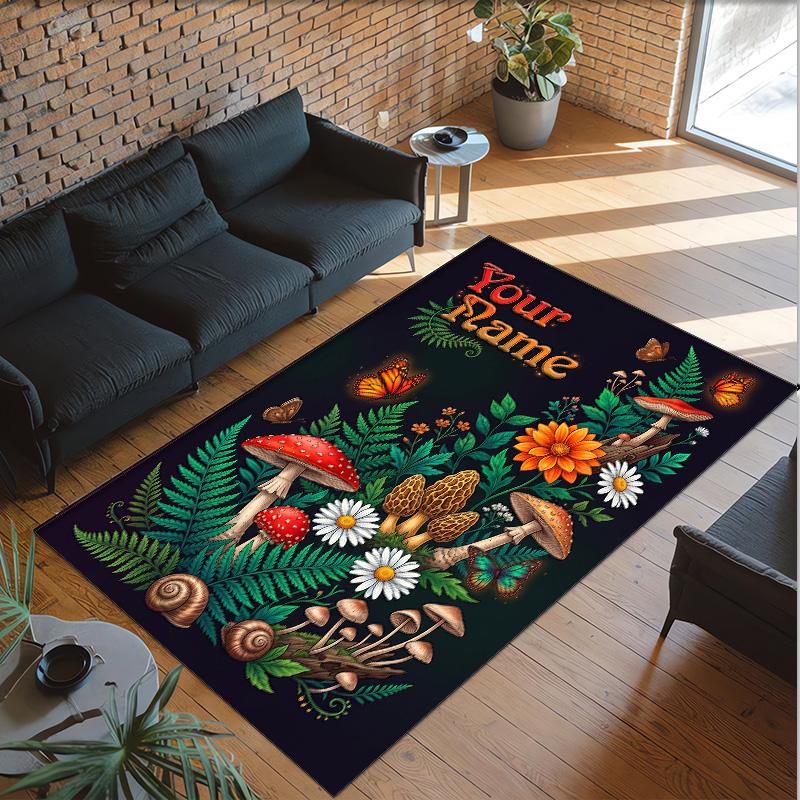 Witchcraft Theme Crystal Velvet Rug Personalized Custom Name Text Soft Floor Mat Home Decor