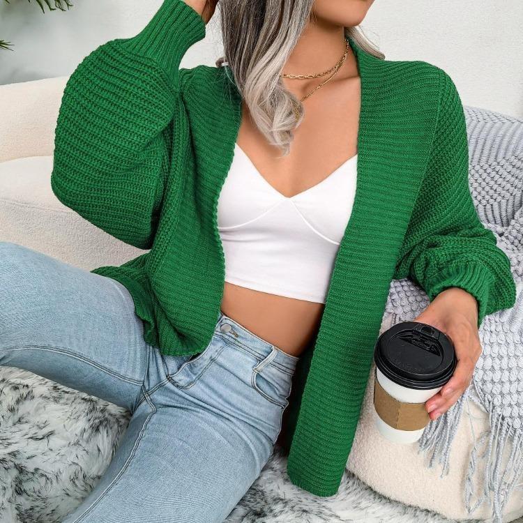 Women Casual Loose Cardigan Sweater Jacket Long Sleeve Solid Color Outfit Fall Winter Sizes S-XL