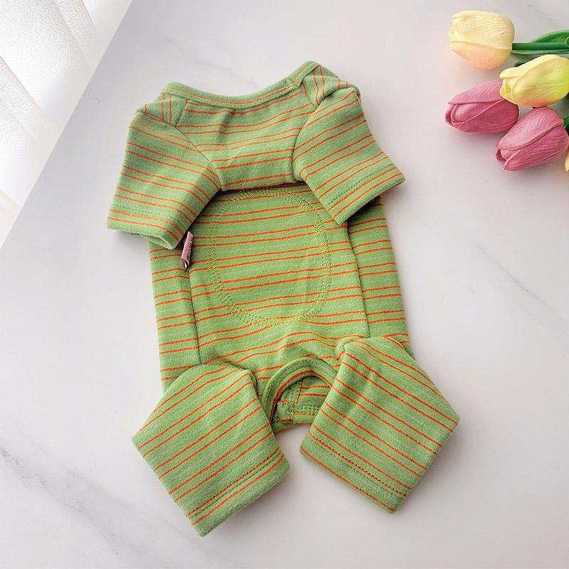 Fall Winter Pet Dog Belly-hugging Jumpsuit Striped Four-legged Warm Base Layer Sterilized Clothes For Teddy Bichon Yorkie Puppy