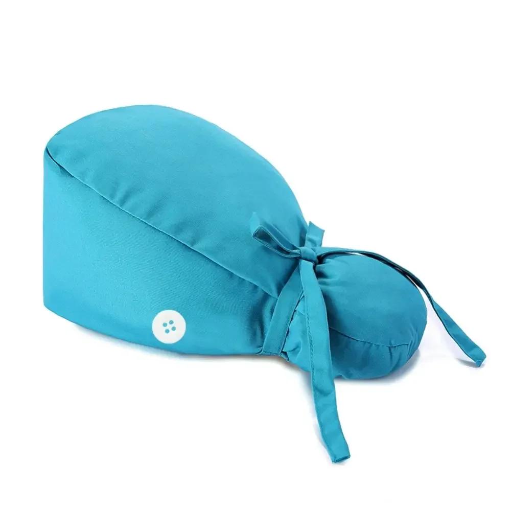 Adjustable HeadCover With Sweatband Men Women Bouffant Hat Pure Colour Cotton Hats Surgical Scrub Cap