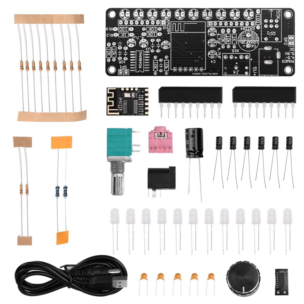 DC5V Pam8406 Speaker Amplifier Board Module Kit Dual Channel Stereo Sound Cord Bt Level Indicator Light Diy Loose Parts 5W