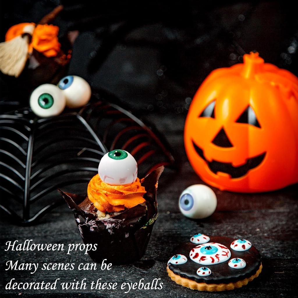 Realistic Acrylic Halloween Eyeball 4 Pairs Half Round Plastic Eyeball Doll Making Eyes Halloween Decor Props 1.18 in Fake Eyes, Black, Brown, Green,