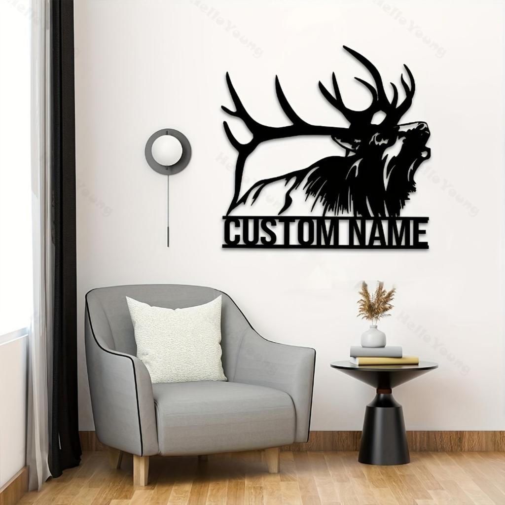 Custom Metal Sign Deer Silhouette Surname Decor Hot Sale for Home Garden