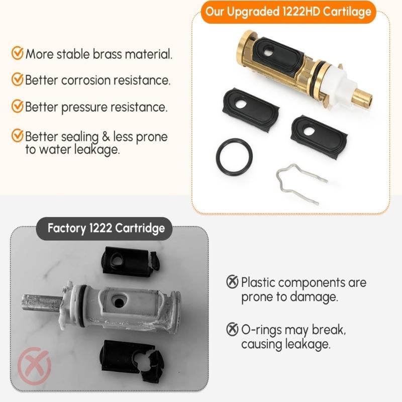 Single Handle Shower Faucet Repair Part 1222HD with Seals for Posi-Temp Tub and Shower Faucet Systems, Metal Body Replacement Kit for Home Service