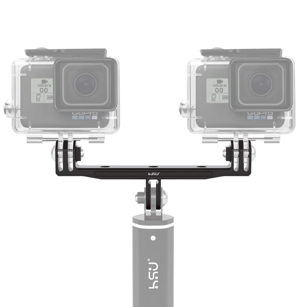 HSU GoPro Mount Adapter Double Aluminum Dual Mount Action Camera Accessories for GoPro Hero Osmo AKASO Brave EK7000 V50 Action Cameras Improved