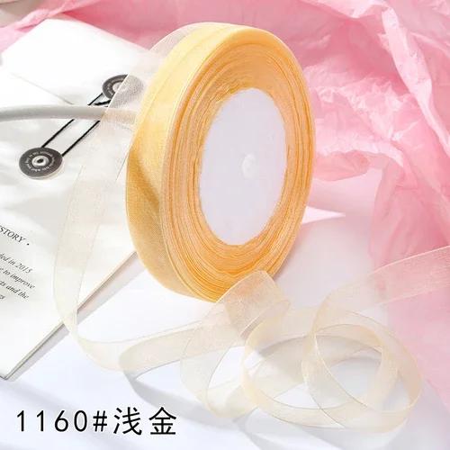 15mm 50yards/roll organza ribbons gift wedding Party Christmas decoration wrapping lace Handmade DIY Fabric White chiffon Ribbon