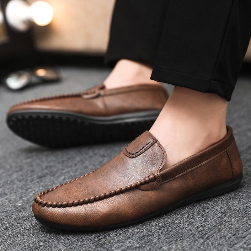 Fashion Genuine Leather Breathable Mocasines Casual Loafers Leather Shoes For Men Slip On Formal Italian Driving Flat Chaussure Homme