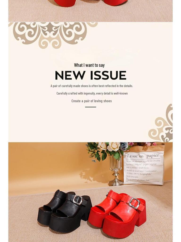 Zapatillas de Verano de Plataforma de Piel de Vacuno de Alta Gama para Mujer