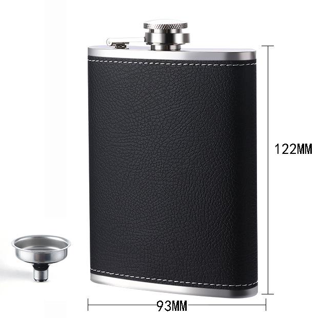 Portable Stainless Steel Leather-Covered Wine Flask for Outdoor Use