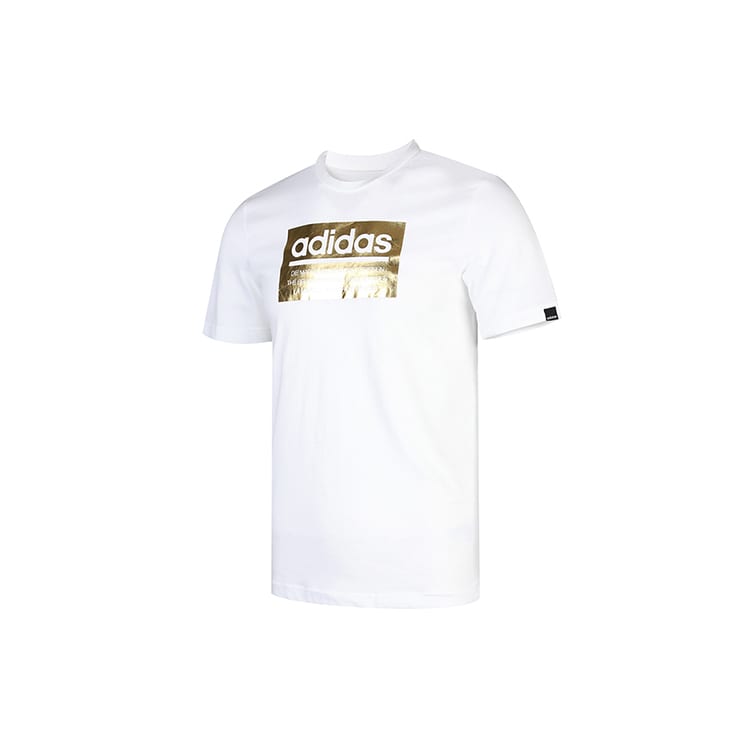 Adidas T Shirts Men's White Crew Neck Moderate Straight Fit FM6259