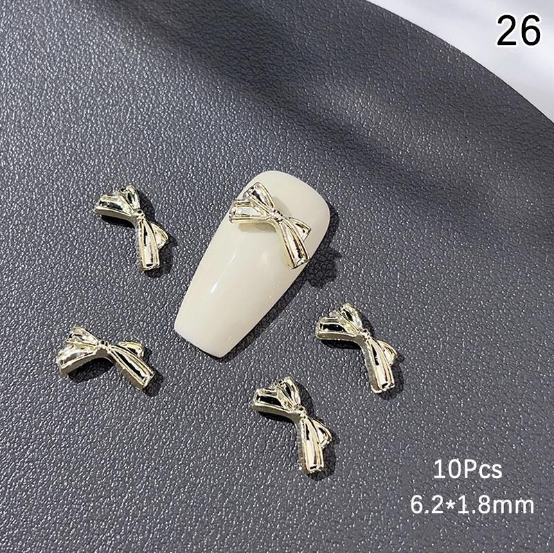10Pcs Luxury Kawaii Bow Nail Art Charms 3D Alloy Bow Tie Jewelry Nail  Decoration Diy Accessories