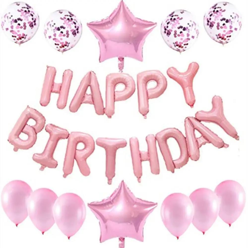 25 Stück/Set Happy Birthday Ballons Set Folien Buchstabenballon Girlande Wimpel Banner Kinder Geburtstagsparty Babay Shower Dekoration