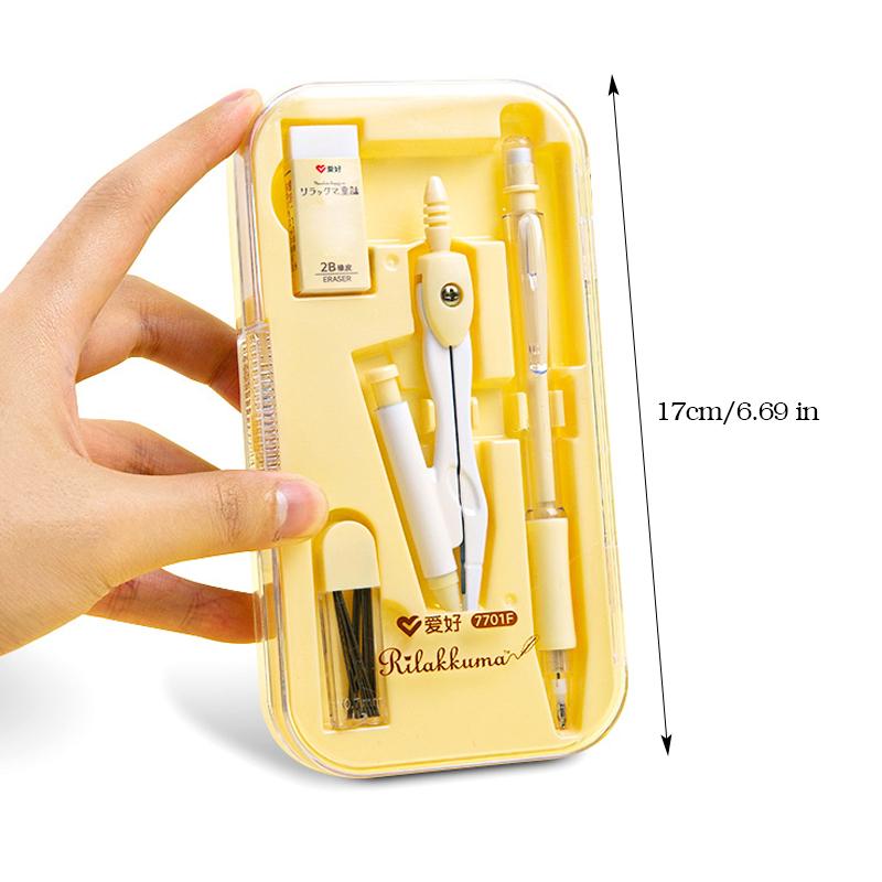 8-Piece Math Drawing Set,Drawing Tools,Including Compass,Ruler,Set Square,Protractor, Eraser,And Mechanical Pencil,Compass Set