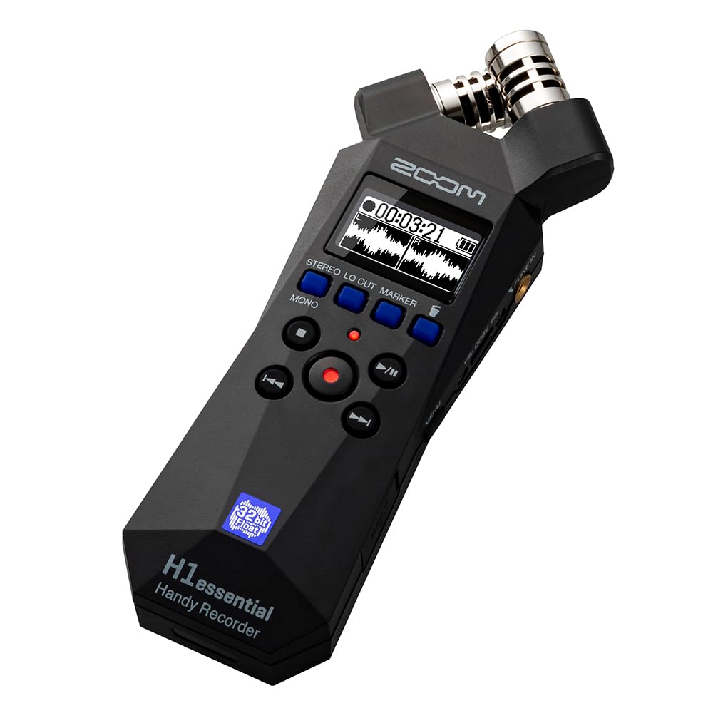 

ZOOM H1essential Handy Compact and Float USB Microphone XY Battery Line Ideal for Musical Instrument and H Series Recorder, Lightweight, 32-bit чёрный