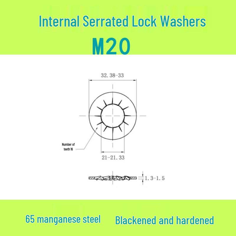 M3-M30 Blackened 65 Manganese Steel Multi-Tooth Inner Lock Washer (GB861.2)