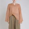 Johnature Women Summer T-shirt V-Neck Long Sleeve Solid Color Tees Ramie High Quality Loose Women Vintage T-Shirts