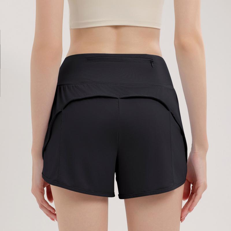 Nude-feel quick-dry sports shorts for women, loose-fitting, anti-exposure, high-waisted, for running, fitness, training, and casual wear in summer