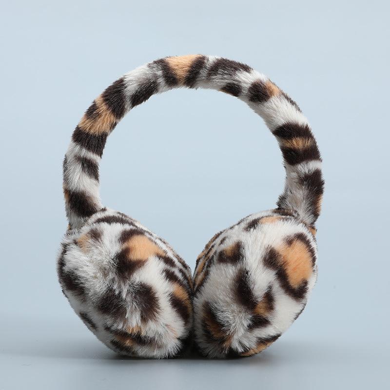 1PC Leopard Print Soft Plush Ear Warmers Winter Warm Earmuffs Fashion Earmuffs Outdoor Cold Folding Earmuffs