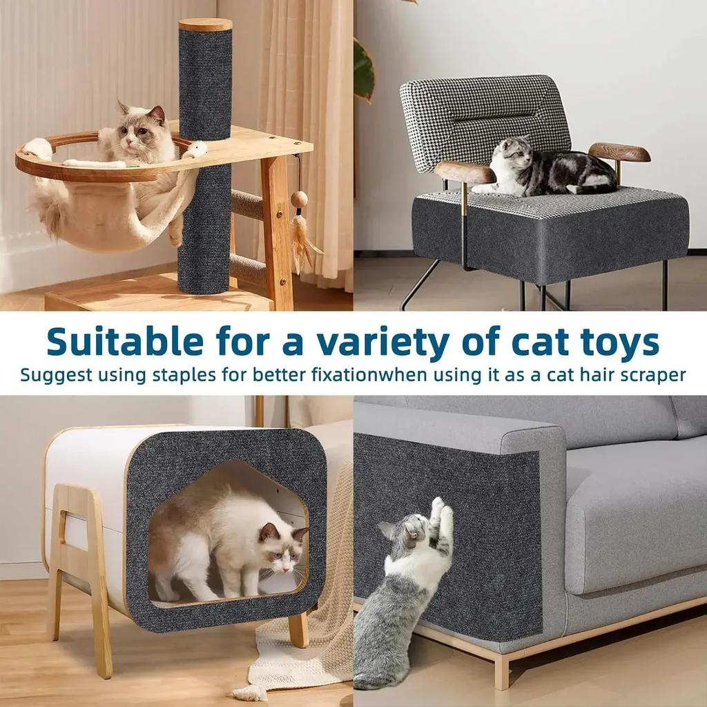 Self-Adhesive Cat Scratching Mat Trimmable Sofa Protector with Removable Carpet - Anti-Scratch Board & Play Pad for Cats