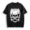 Skull Shield Print Edgy Cool Casual Crew Neck Long Short Sleeve T-Shirt Pure Cotton T-shirt