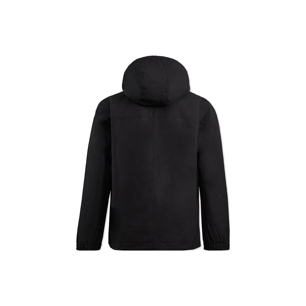 Li-Ning Solid Color Water-Resistant Hooded Sports Windbreaker Long Men Outerwear Black AFDT929-1