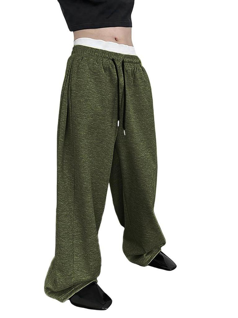 Herren Europäische und Amerikanische Jogginghose mit Kordelzug, Gerades Weites Bein, Lockerer Schnitt, Sportlicher Stil und Taschen
