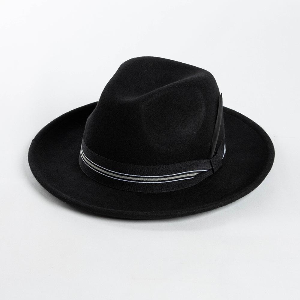 

Pure Wool Winter Hat Wide Brim Fedora Hat for Men Women Panama Hat Band Rambler Hat Rancher Hat Party Performance Derby Hat M L чорний