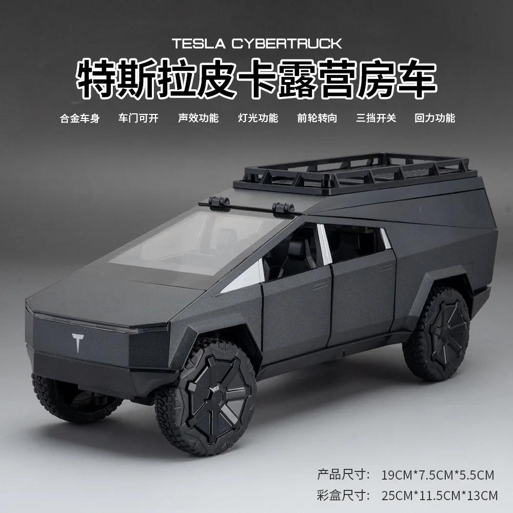 CJEY4 1:24 alloy Tesla pickup truck camping RV toy model decoration gift
