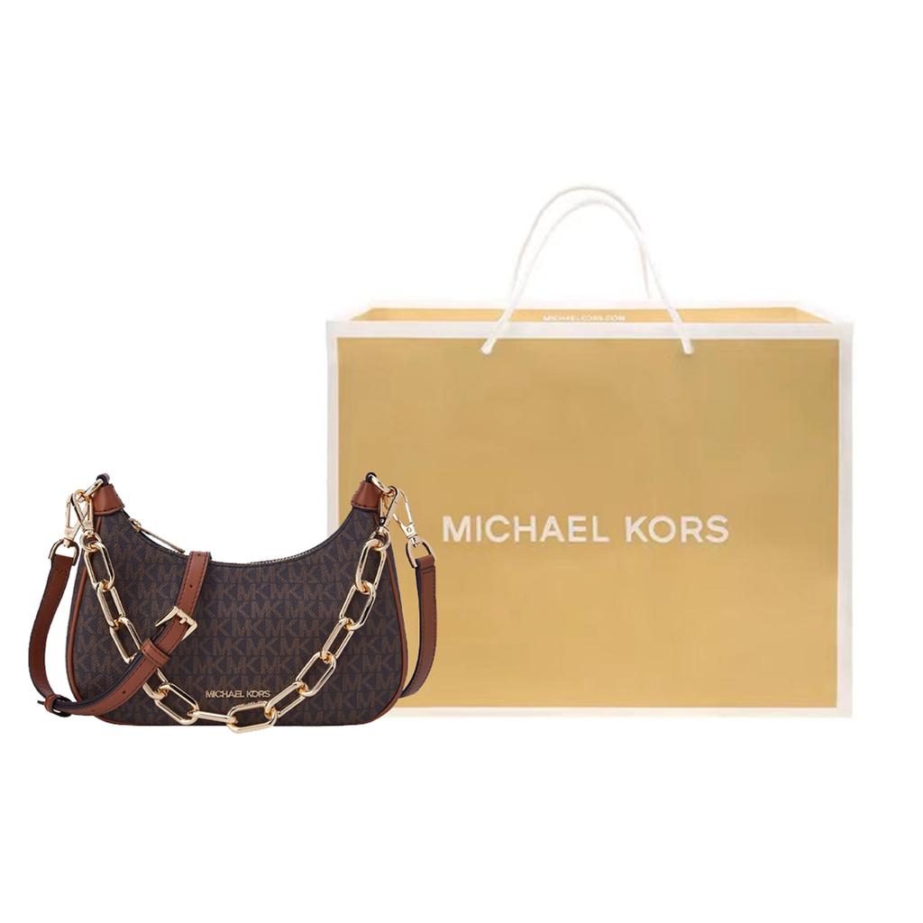 New MICHAEL KORS Artificial Leather Shoulder Bag Baguette Bag Handbag Shoulder Bag Women's Dark Brown & Acorn Brown 35S2G4CU1B-BROWN