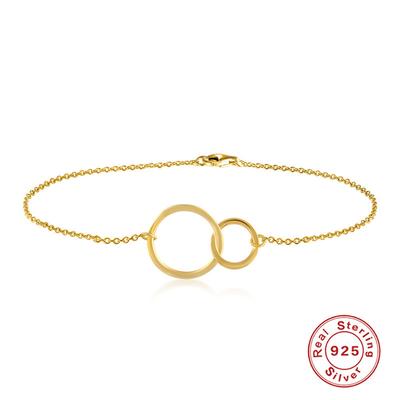 Best-Selling S925 Sterling Silver Minimalist Double Ring Buckle Glossy Classic Bracelet Couple Lover Bracelet