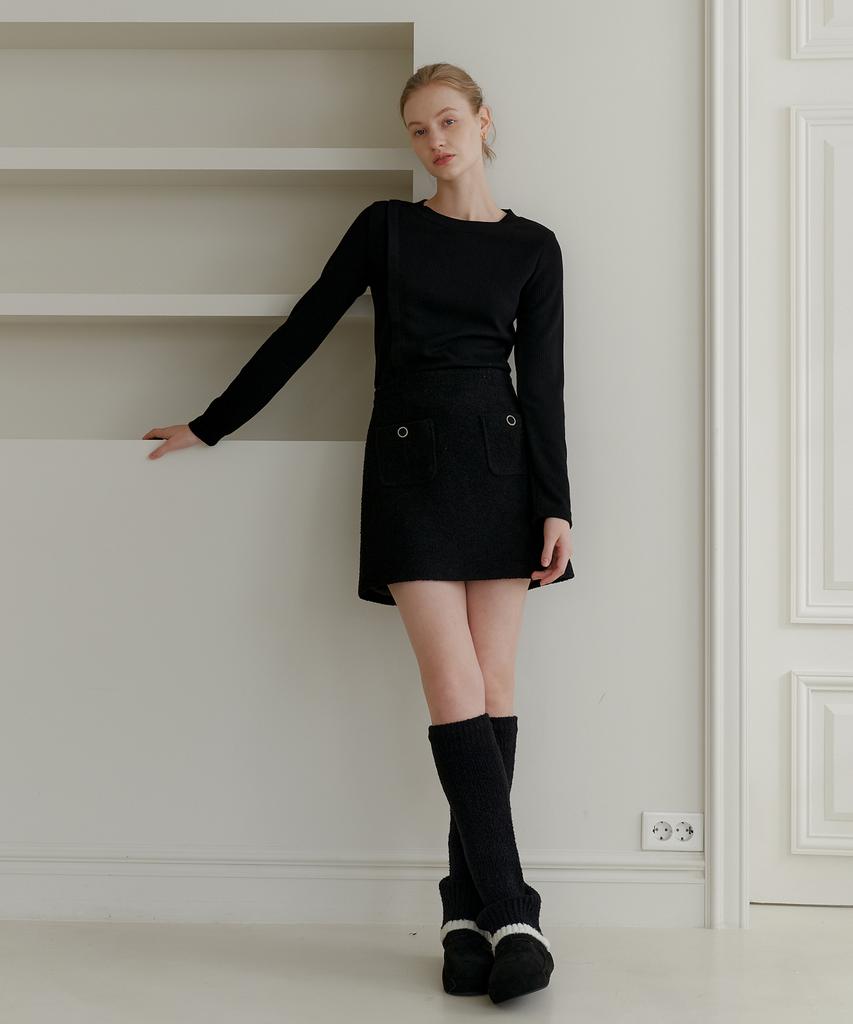 Yeoppe Wool Boucle Skirt_Black