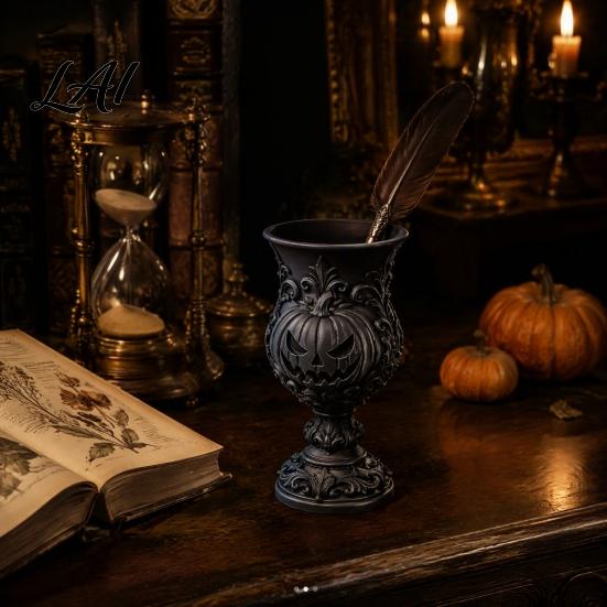 Desktop Pen Organizer 3D Printed Gothic European Style Retro Pumpkin Holder Relief Stationery Makeup Brush