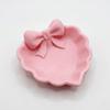 Herzförmige 3D-gedruckte Schmuckschale mit rosa Schleife, Elegante Dekoration für Tisch, Waschbecken & Schreibtisch, Perfekt für die Schmuckaufbewahrung
