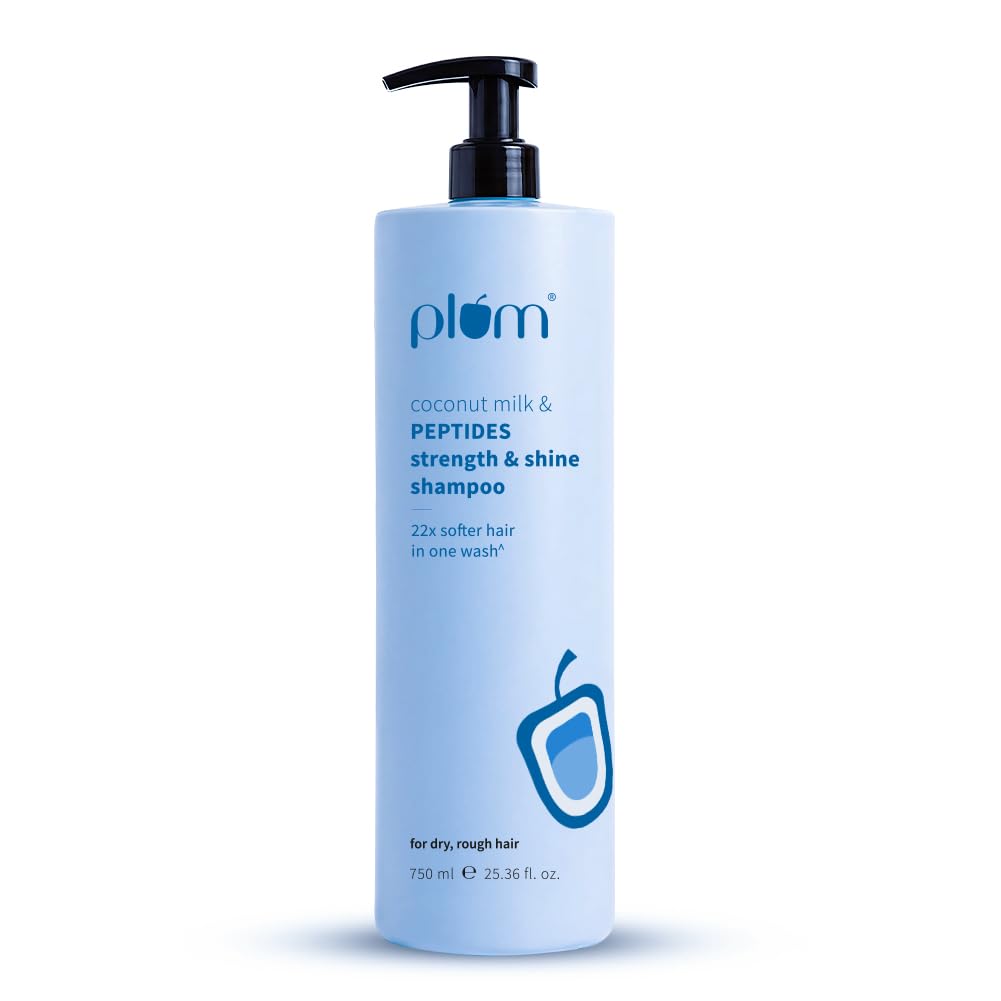 Plum Coconut Milk & Peptides Strength & Shine Shampoo | 22X Smoother Hair | With Coconut Milk & Pea Peptide | Smoothening & Strengthening | Parab