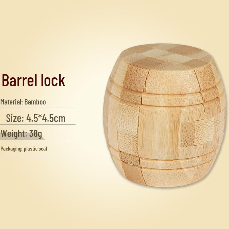 Kongming Lock Beech Wood Wine Barrel Puzzle Toy for Adults