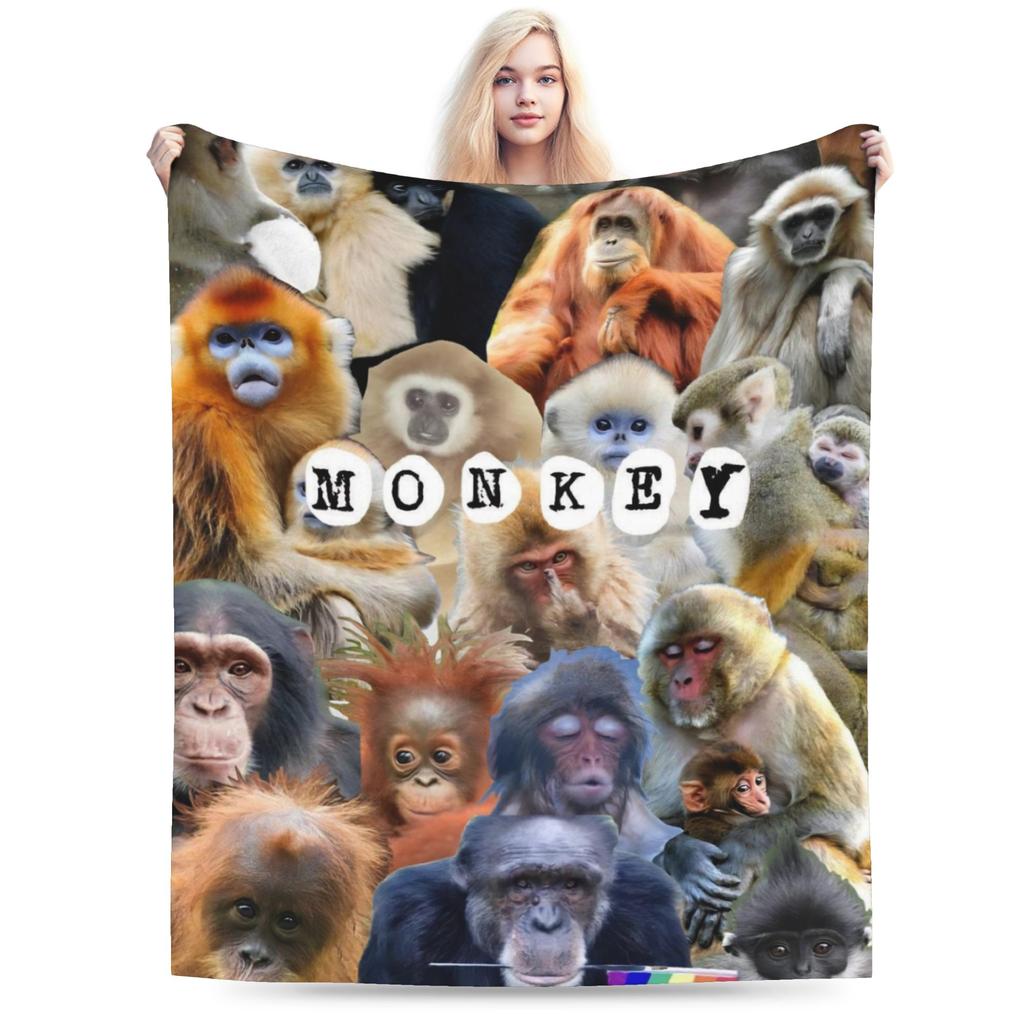 Monkey Face Blanket Multi-size Warm Cozy Fluffy Throw Blankets for Couch Sofa and Bed