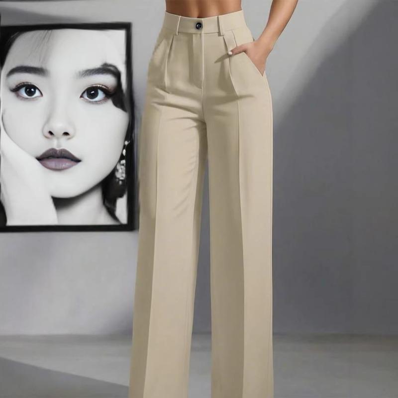 Women's New High Waist Straight Leg Tube Simple Suit Pants Women Solid Color Fashion Casual Long Pants Elegant Office Spring Autumn Clothing