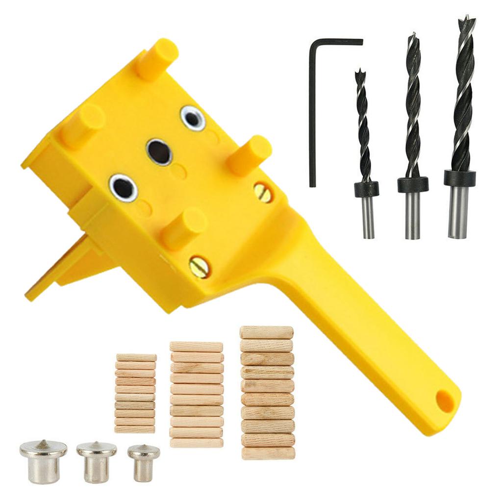 Kit di 41 guide per trapano per lavorazione del legno, perni di centraggio, localizzatore di fori dritti, strumento per fori di trapano per legno