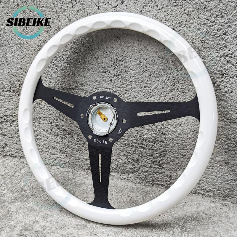 JDM Universal 14inch White Steering Wheel Classic Racing Sports Steering Wheel Car Accessories