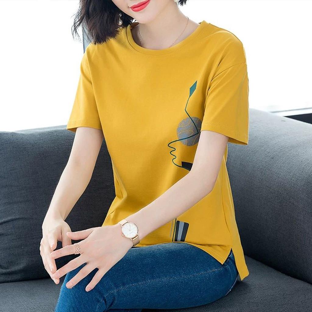 Fashion Women Casual Short Sleeve Letter  Blouse Ladies T-Shirt Tops