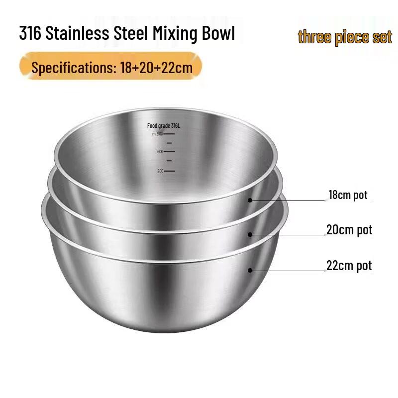 ZISIZ 316 Food-Grade Stainless Steel Mixing Bowl