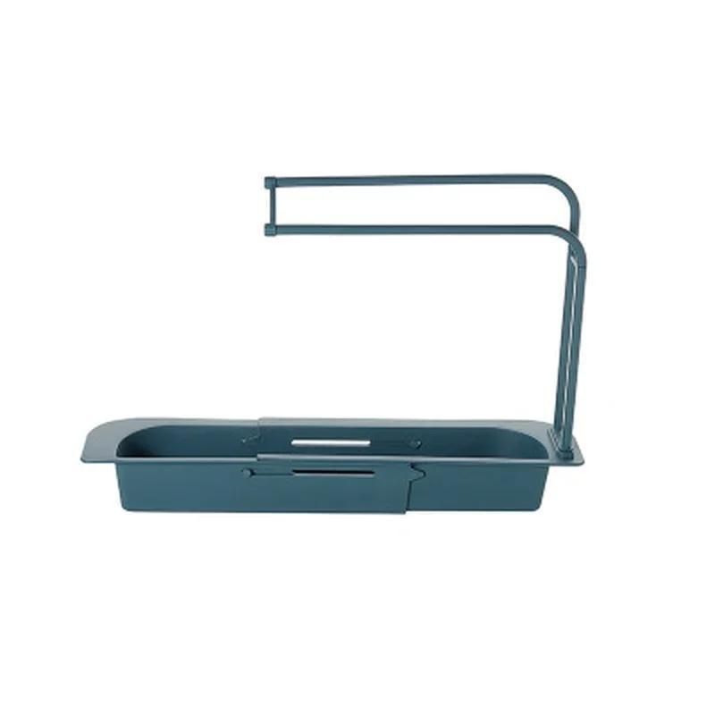

New Telescopic Sink Rack Holder Storage Drain Basket Home Dish Drainer Washing Sink Drying Rack Household Kitchen Accessory синий