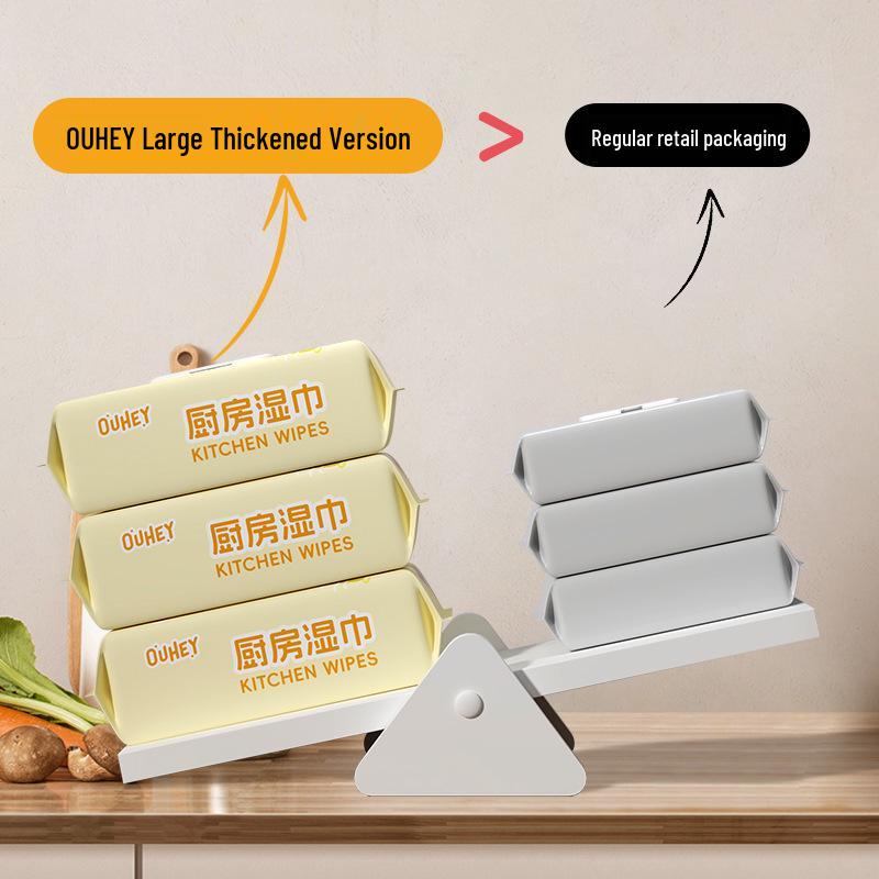 Large Disposable Kitchen Cleaning Wipes - 80 Thickened Sheets, Degreasing
