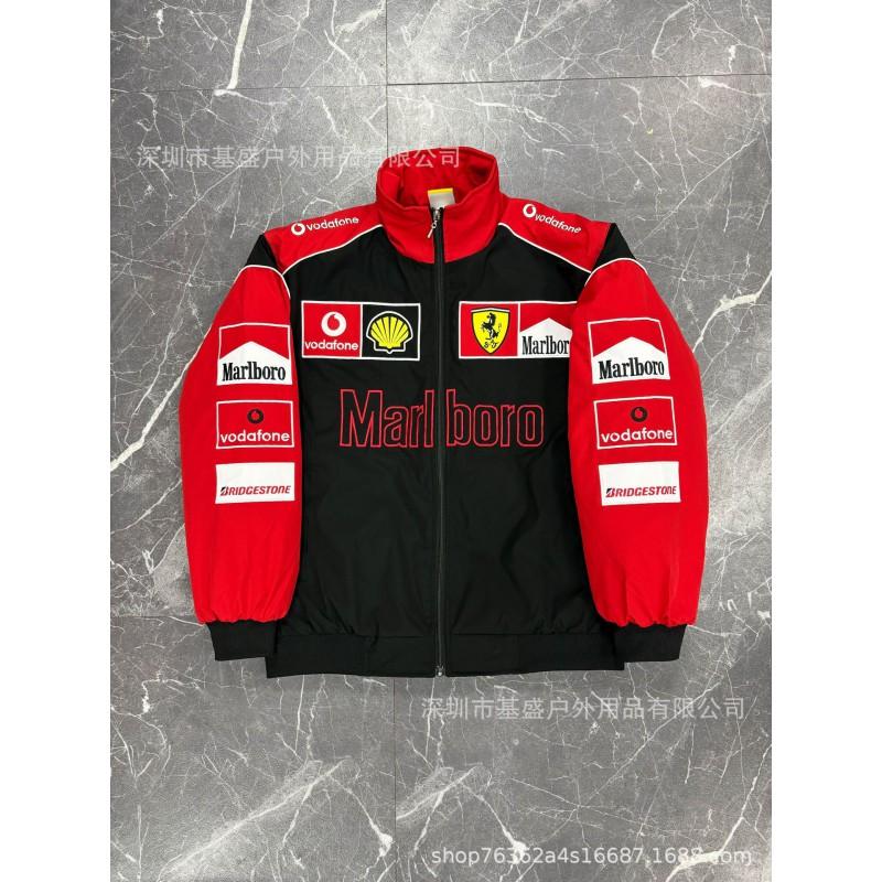 Vintage F1 Racing Embroidered Jacket Cotton Padded Motorcycle Riding Baseball Coat Unisex