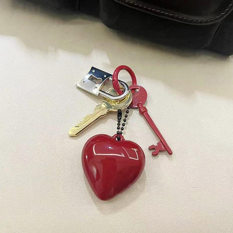 Vintage Love Heart Key Lanyard Keychain Korean  Bag Pendant Car Key Holder Key Accessories Bag Hanging Decoration